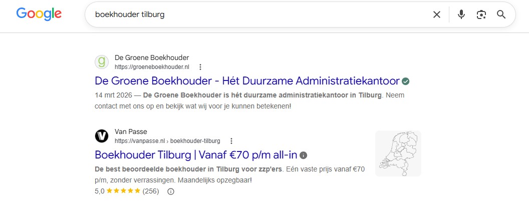 organische resultaten van Google